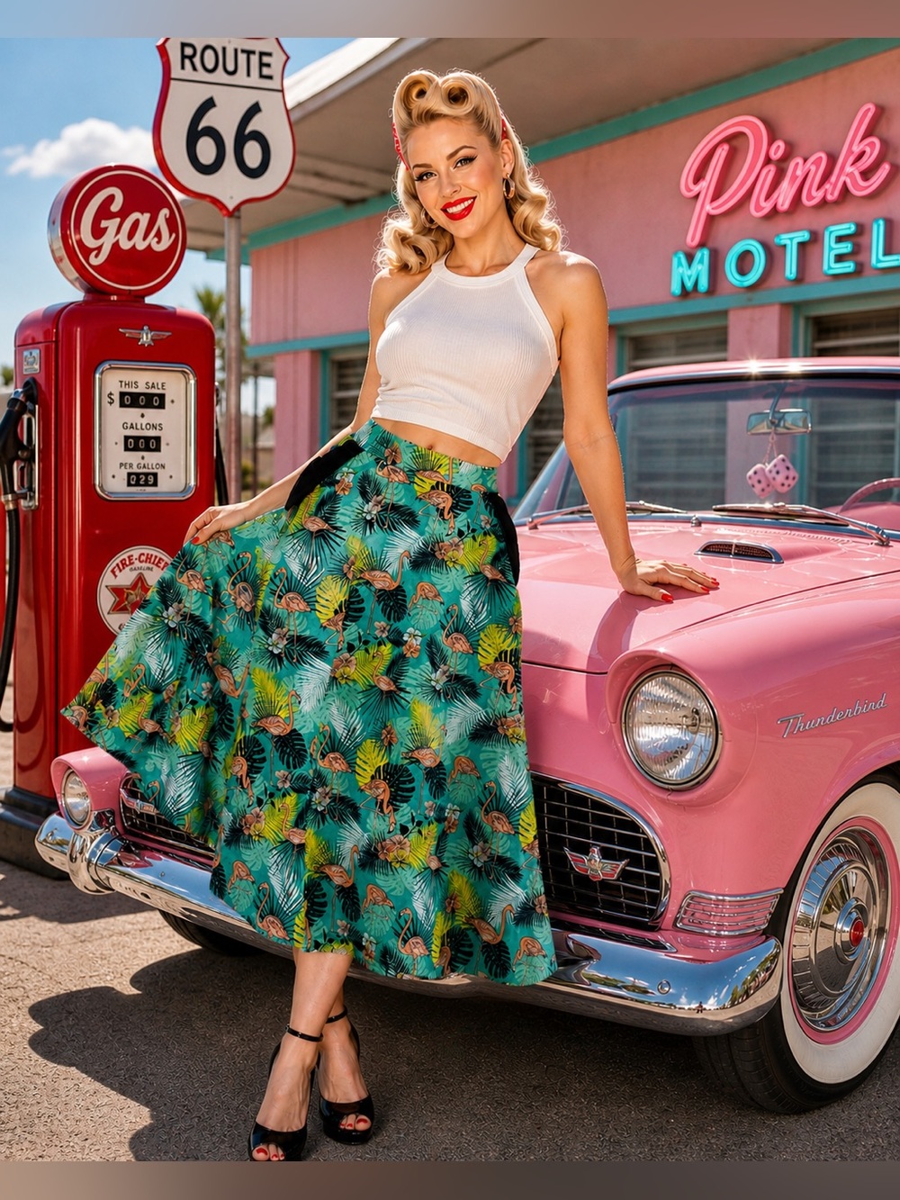 Banned Vintage Inspired Apparel Flamingo Skirt | Tropical A-Line | Size S
